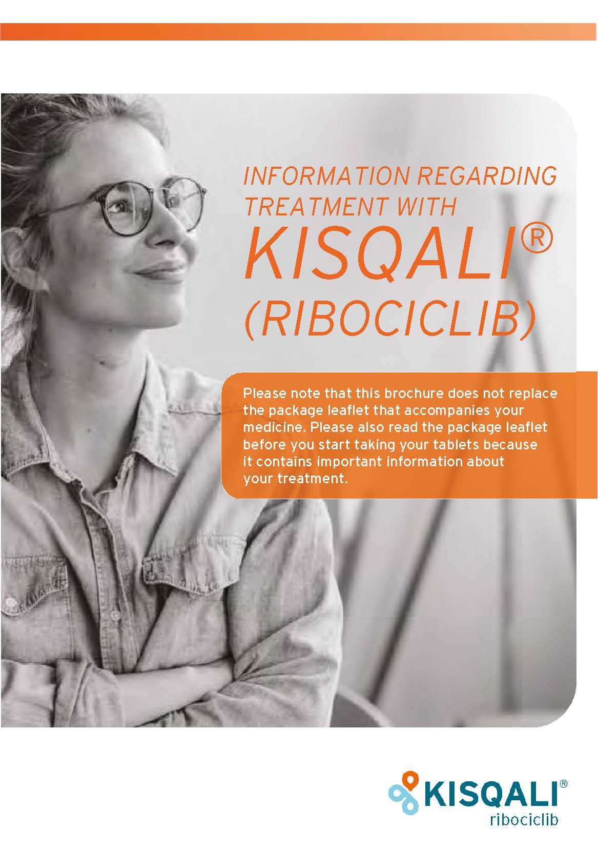 Framsidan på broschyr för premenomausala kvinnor som behandlas med Kisqali.
