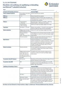 Checklista för insättning och uppföljning av behandling av ENTRESTO